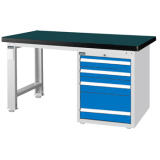 重型工作桌1500×750×800mm平均承重1吨耐冲击桌板 4个抽屉边柜,WAS-57042N