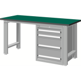 轻型工作桌1800×750×800mm 原木桌板 带四抽边柜,WBS-67041W